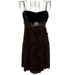 BCBG Max Azria Brown Silk Velvet Cocktail Dress Size 6